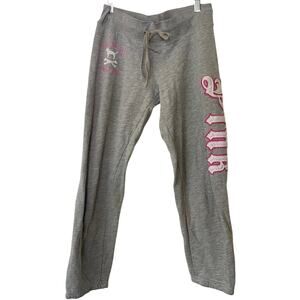 PINK Victoria's Secret Y2K Heathered Gray Cotton Blend Sweat Pants • Size XS